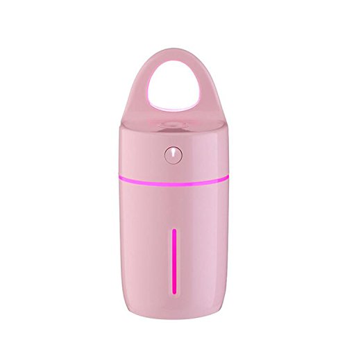 175ML Air Humidifier Magic Cup Pattern LED Light Portable Cool Mist Humidifiers Ultrasonic USB Powered for Car Home Office Travel (Pink) - B0743GL1ZD